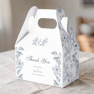 Elegant Monogram Toile Crest Wedding Thank You Favour Box
