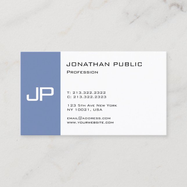 Elegant Monogram Trendy Smart Design Modern Plain Business Card (Front)