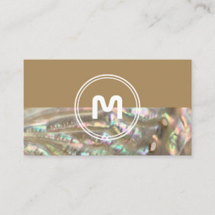 Elegant monogram two tone mother of pearl surface business card