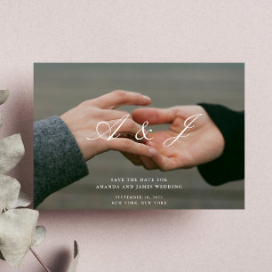 Elegant Monogram Typography Photo Save The Date Invitation