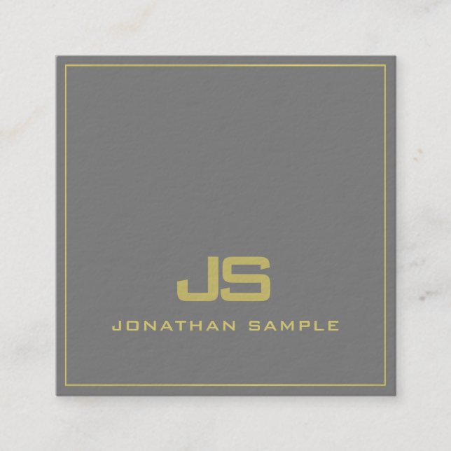 Elegant Monogram Ultra Thick Luxe Professional Square Business Card (Front)