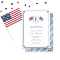 Elegant Monogram USA Flag Newlyweds Brunch Wedding