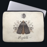 Elegant Monogram Vintage Butterfly Laptop Sleeve<br><div class="desc">An bohemian vintage mystical moth laptop sleeve. A beautiful celestial moth with foliage in earth tone colours. Personalise it with your name on the front of the laptop cover. Designed for you by Blackberry Boulevard. Other Mystical Moths designs available in the shop.</div>