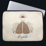Elegant Monogram Vintage Butterfly Laptop Sleeve<br><div class="desc">An bohemian vintage mystical moth laptop sleeve. A beautiful celestial moth with foliage in earth tone colours. Personalise it with your name on the front of the laptop cover. Designed for you by Blackberry Boulevard. Other Mystical Moths designs available in the shop.</div>