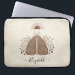 Elegant Monogram Vintage Butterfly Laptop Sleeve<br><div class="desc">An bohemian vintage mystical moth laptop sleeve. A beautiful celestial moth with foliage in earth tone colours. Personalise it with your name on the front of the laptop cover. Designed for you by Blackberry Boulevard. Other Mystical Moths designs available in the shop.</div>