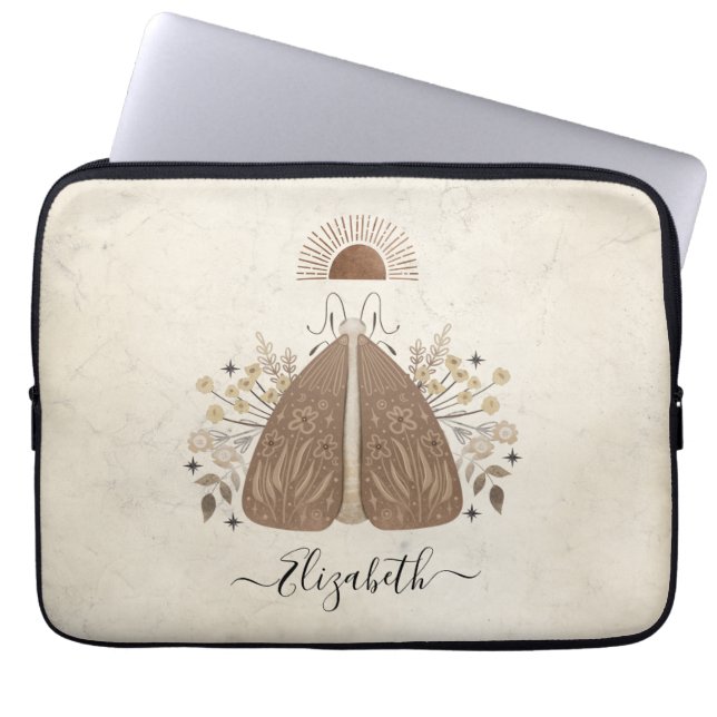 Elegant Monogram Vintage Butterfly Laptop Sleeve (Front)