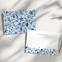 Elegant Monogram Watercolor Blue Floral