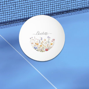 Elegant Monogram Watercolor Colourful Wildflower Ping Pong Ball