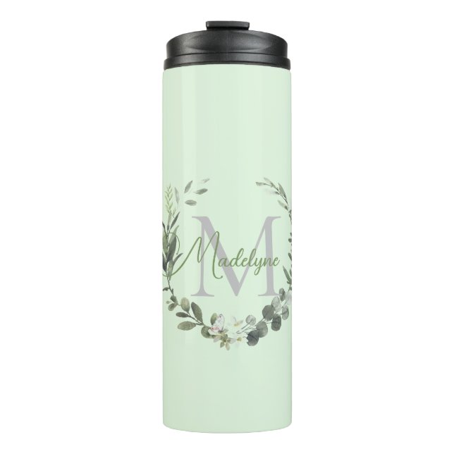 Elegant Monogram Watercolor Foilage      Thermal T Thermal Tumbler (Front)