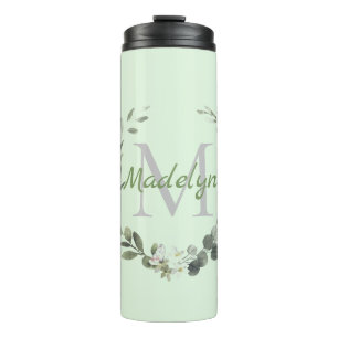 Elegant Monogram Watercolor Foilage      Thermal Tumbler