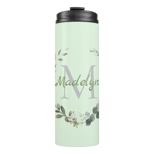 Elegant Monogram Watercolor Foilage      Thermal Tumbler (Front)
