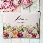 Elegant Monogram Watercolor Rose Flower Bridesmaid Accessory Pouch<br><div class="desc">Introducing our Elegant Monogram Watercolor Rose Flower Bridesmaid Accessory Pouch. Featuring floral watercolor illustration and elegant script text that can be personalised. It adds nature touch to your style. Suitable as a bridesmaid gift or a wadding favour.</div>