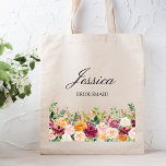 Elegant Monogram Watercolor Rose Flower Bridesmaid Tote Bag<br><div class="desc">Introducing our Elegant Monogram Watercolor Rose Flower Bridesmaid Tote Bag. Featuring floral watercolor illustration and elegant script text that can be personalised. It adds nature touch to your style. Suitable as a bridesmaid gift or a wedding favour.</div>