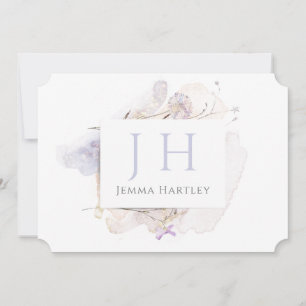 Elegant Monogram Watercolor Wildflowers Card