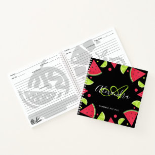 Elegant Monogram Watermelon Green Lemon Recipe Not Notebook