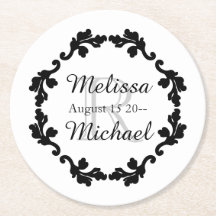 Elegant monogram wedding black white grey