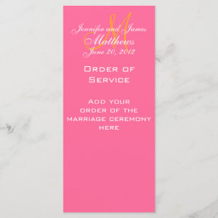 Elegant Monogram Wedding Church Programs Pink Programme