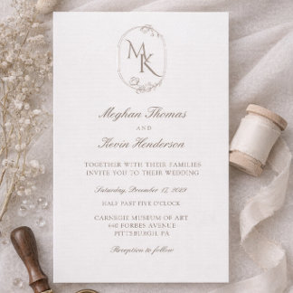 Elegant Monogram Wedding | Classic Formal Invitation