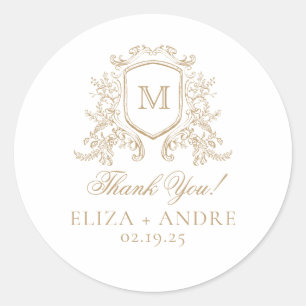 Elegant Monogram Wedding Classic Round Sticker
