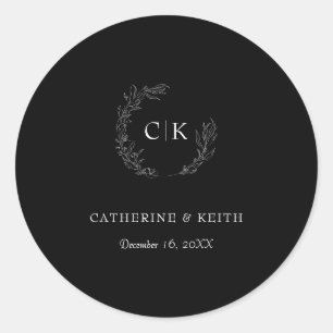 Elegant Monogram Wedding Classic Round Sticker