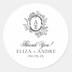 Elegant Monogram Wedding Classic Round Sticker