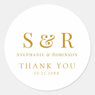 Elegant Monogram Wedding Classic Round Sticker