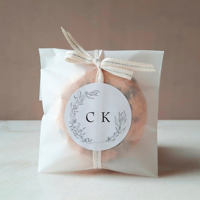 Elegant Monogram Wedding Classic Round Sticker (Creator Uploaded)