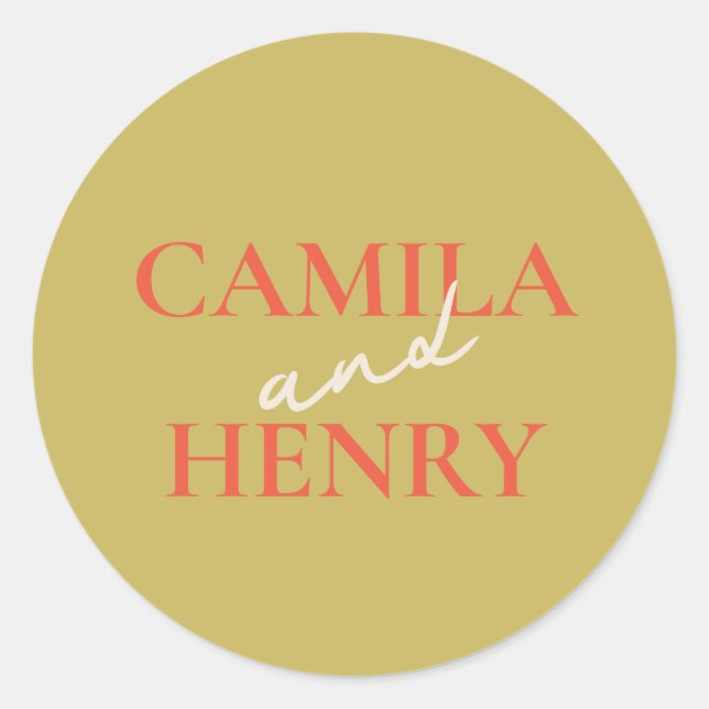 Elegant Monogram Wedding Classic Round Sticker (Front)