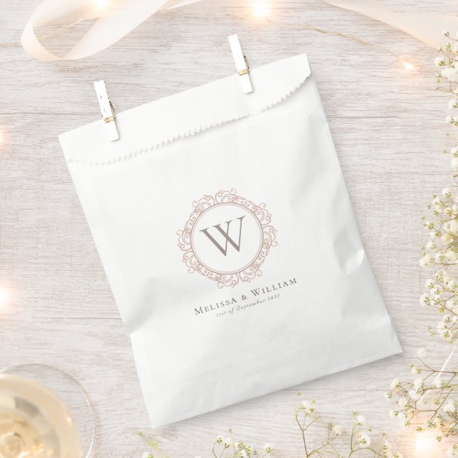 Elegant Monogram Wedding Classic White Favour Bags (Clipped)