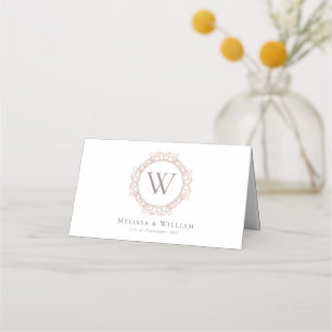 Elegant Monogram Wedding Classic White Place Card