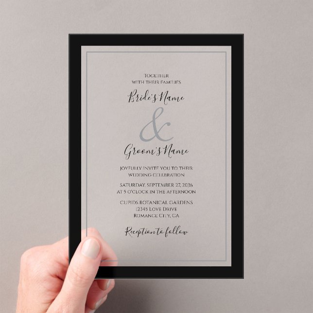 Elegant Monogram Wedding Clear Transparent  Acrylic Invitations (Insitu (Handheld))