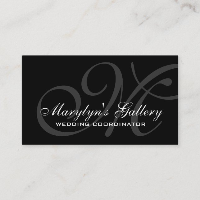 Elegant Monogram Wedding Coordinator Business Card (Front)