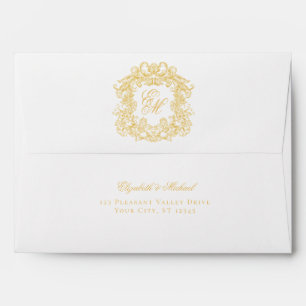 Elegant Monogram Wedding Crest Gold  Envelope