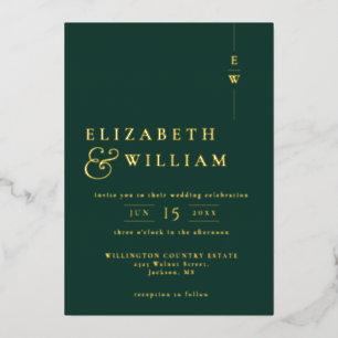 Elegant Monogram Wedding Emerald Green And Gold