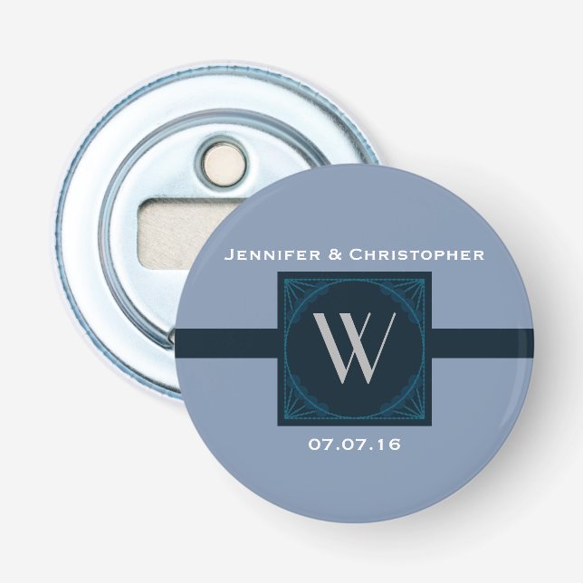 Elegant Monogram Wedding Favour Bottle Opener (Front)