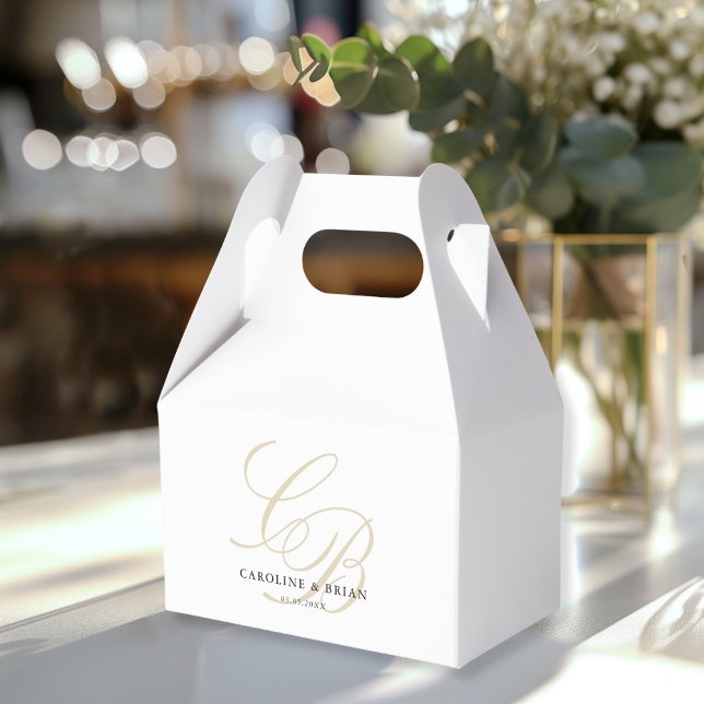 Elegant, Monogram, Wedding  Favour Box (Elegant, Monogram, Wedding Favor Boxes with your name and date.)