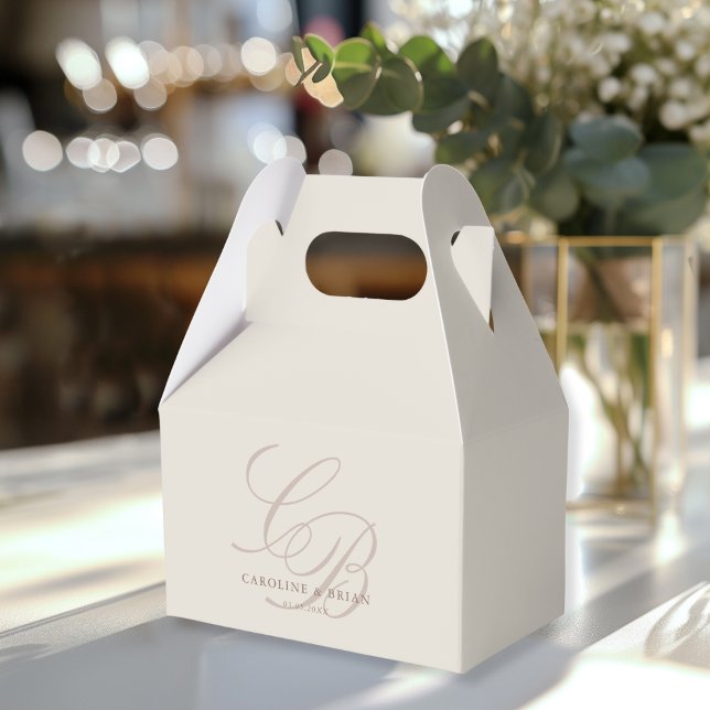 Elegant, Monogram, Wedding  Favour Box (Elegant, Monogram, Wedding Favor Boxes with your name and date.)