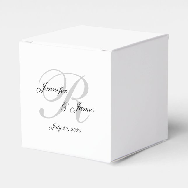 Elegant Monogram Wedding Favour Boxes (Front Side)