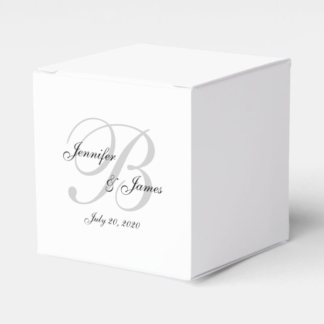 Elegant Monogram Wedding Favour Boxes (Front Side)