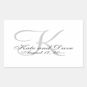 Elegant Monogram Wedding Favour Rectangular Sticker