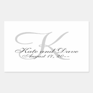 Elegant Monogram Wedding Favour Rectangular Sticker