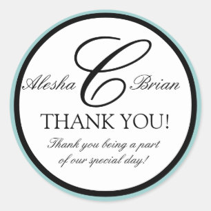 Elegant Monogram Wedding Favour Thank You Stickers
