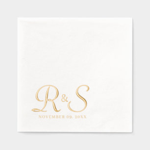 Elegant monogram wedding foil napkins