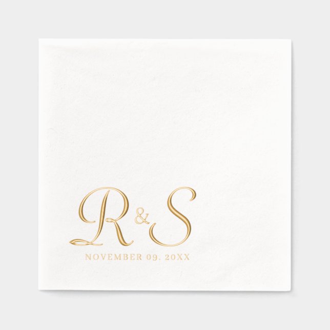 Elegant monogram wedding foil napkins (Front)