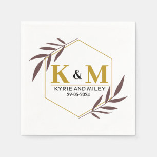 elegant monogram wedding gold napkin
