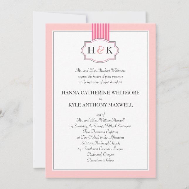 Elegant Monogram Wedding Invitation (Front)