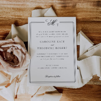 Elegant Monogram Wedding Invitation