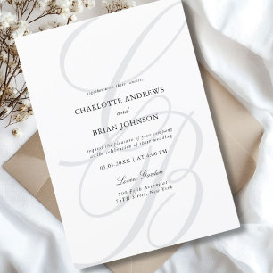Elegant, Monogram, Wedding  Invitation