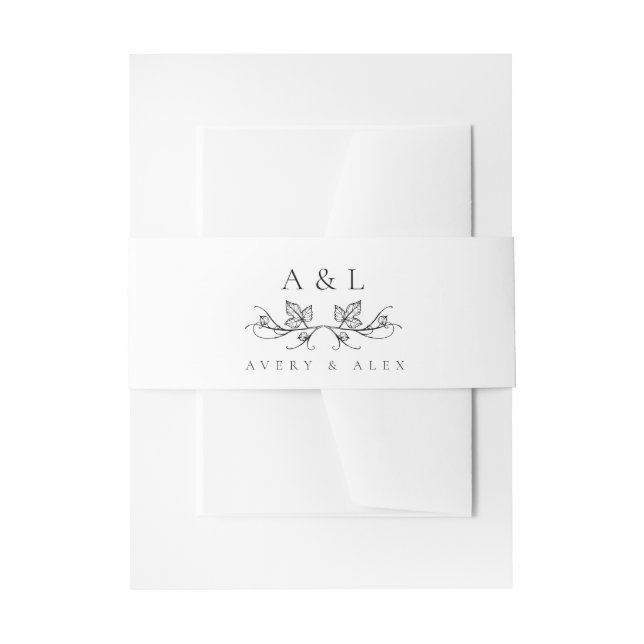 Elegant Monogram Wedding Invitation Belly Band (Front Example)