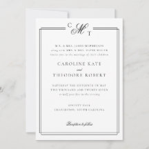 Elegant Monogram Wedding Invitation Photo